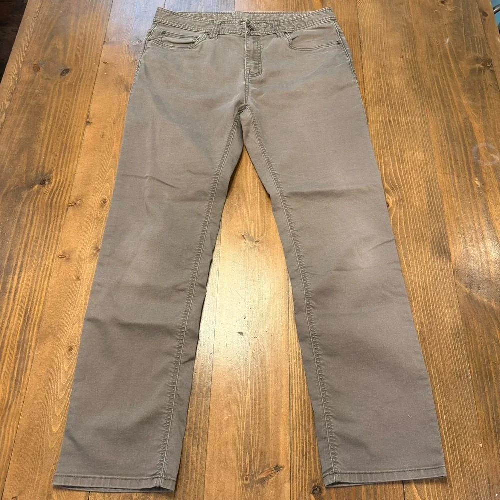 Prana Slim Fit Bridger Jeans Men 34x32 Brown Denim Straight Stretch Casual